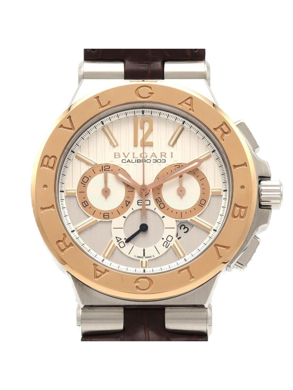 Bvlgari Bulgari Diagono Caribullo 303 Chrono PG Combo Stainless Steel Pink Gold